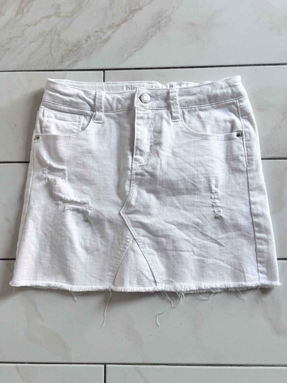 Hippie Girl White Distressed Denim Mini Skirt - Girls Size 10
